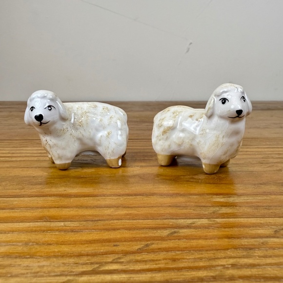 Vintage Lamb Salt & Pepper Shakers | Ceramic Sheep Figurines | Cottagecore - Picture 2 of 8
